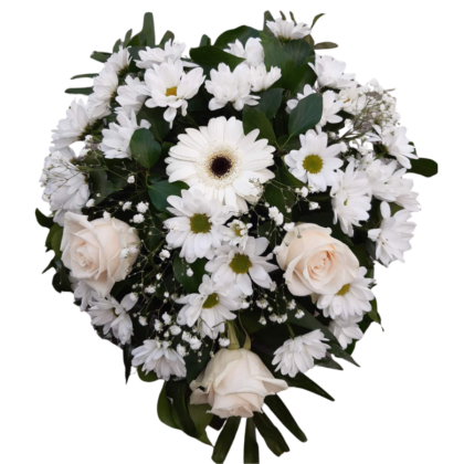 BIJELA IKEBANA U OBLIKU SRCA( MANJA)